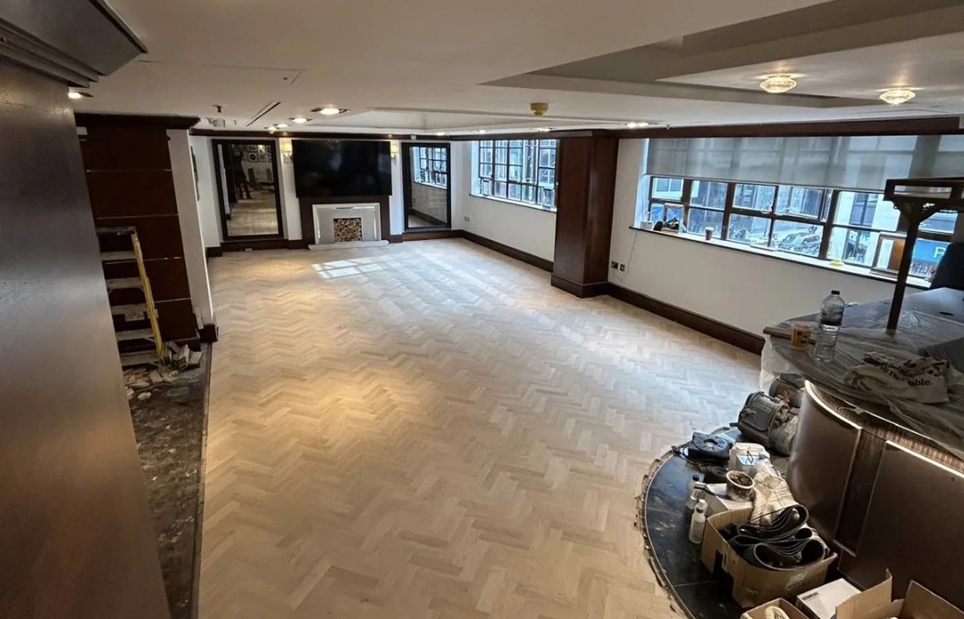 Completed parquet floor installation