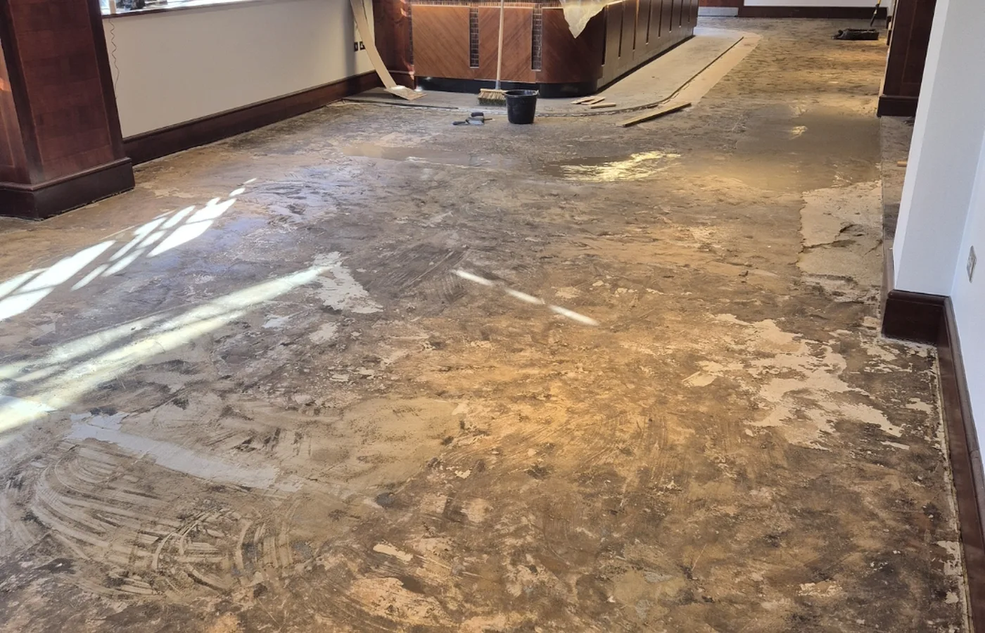 Subfloor before parquet installation