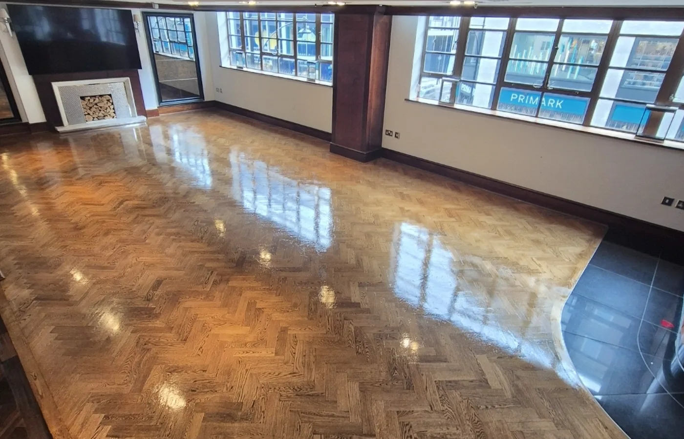 Parquet floor after refinishing