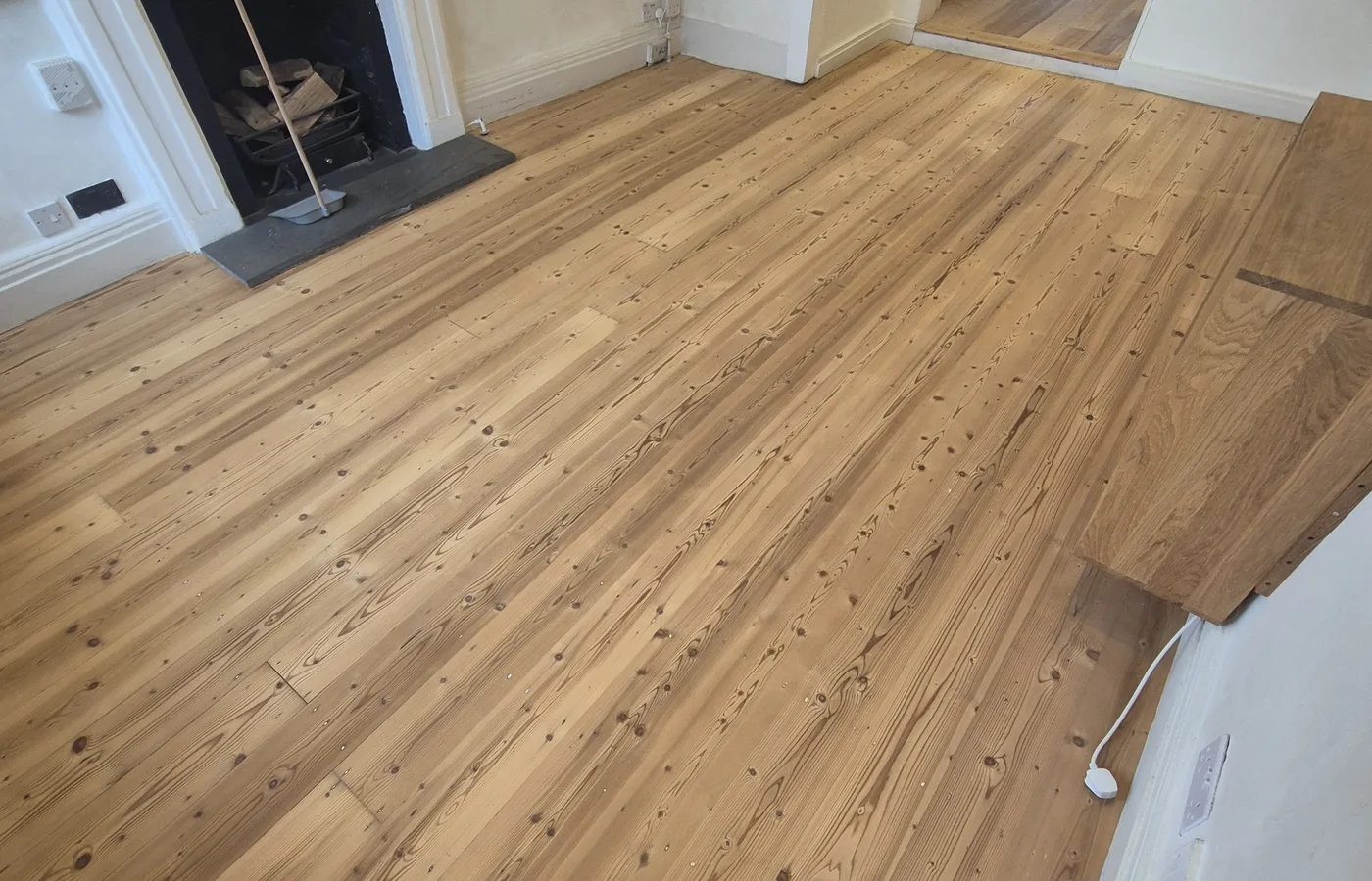 Natural pine floor after professional sanding